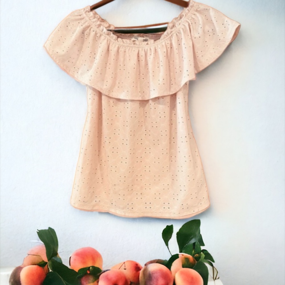 WALL FLOWER PEACH OFF THE SHOULDER TOP SIZE MEDIUM - Picture 5 of 9